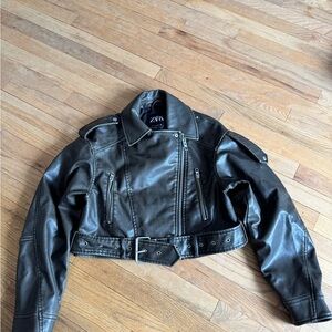 Zara Dark Green/Brown Leather Jacket